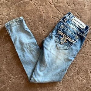 Light wash rock revival jeans